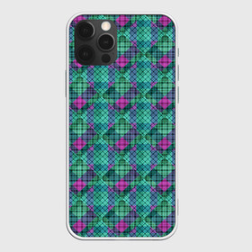 Чехол для iPhone 12 Pro Max с принтом Бирюзовый клетчатый узор в Тюмени, Силикон |  | абстрактный | бирюзовый | клетка | модный | плед | разноцветный плед | современный | шотландка