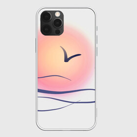 Чехол для iPhone 12 Pro с принтом Солнечный шар в Тюмени, силикон | область печати: задняя сторона чехла, без боковых панелей | Тематика изображения на принте: sea | sun | закат | море | небо | птицы | солнце | чайки