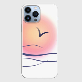 Чехол для iPhone 13 Pro Max с принтом Солнечный шар в Тюмени,  |  | Тематика изображения на принте: sea | sun | закат | море | небо | птицы | солнце | чайки