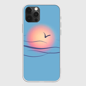 Чехол для iPhone 12 Pro с принтом Солнечный шар в Тюмени, силикон | область печати: задняя сторона чехла, без боковых панелей | Тематика изображения на принте: sea | sun | закат | море | небо | птицы | солнце | чайки