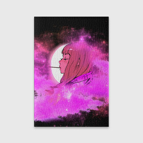 Обложка для паспорта матовая кожа с принтом Аниме Девушка | Розовый Космос в Тюмени, натуральная матовая кожа | размер 19,3 х 13,7 см; прозрачные пластиковые крепления | Тематика изображения на принте: anime | cloud | girl | japan | moon sky | pink | senpai | space | аниме | анимэ | девочка | девушка | космос | краска | кровь | луна | мульт | самурай | символ | тян | япония