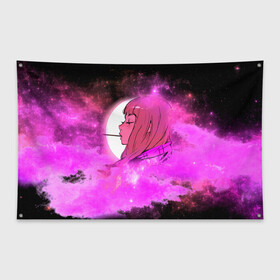 Флаг-баннер с принтом Аниме Девушка | Розовый Космос в Тюмени, 100% полиэстер | размер 67 х 109 см, плотность ткани — 95 г/м2; по краям флага есть четыре люверса для крепления | anime | cloud | girl | japan | moon sky | pink | senpai | space | аниме | анимэ | девочка | девушка | космос | краска | кровь | луна | мульт | самурай | символ | тян | япония