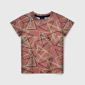 Детская футболка 3D с принтом Террактовый геометрический  в Тюмени, 100% гипоаллергенный полиэфир | прямой крой, круглый вырез горловины, длина до линии бедер, чуть спущенное плечо, ткань немного тянется | абстрактный | геометрические фигуры | геометрический узор | молодежный | современный | терракотовый