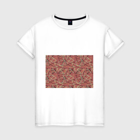 Женская футболка хлопок с принтом Террактовый геометрический  в Тюмени, 100% хлопок | прямой крой, круглый вырез горловины, длина до линии бедер, слегка спущенное плечо | абстрактный | геометрические фигуры | геометрический узор | молодежный | современный | терракотовый