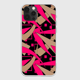 Чехол для iPhone 12 Pro с принтом Яркий абстрактный узор  в Тюмени, силикон | область печати: задняя сторона чехла, без боковых панелей | Тематика изображения на принте: абстрактный | геометрический | коричневый | малиновый | молодежный | современный | черный