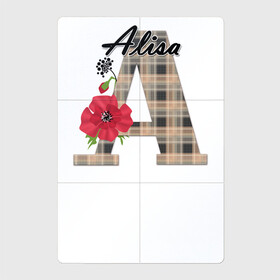 Магнитный плакат 2Х3 с принтом Алфавит. Имена. Алиса  в Тюмени, Полимерный материал с магнитным слоем | 6 деталей размером 9*9 см | алфавит | буква а | детский | для девочки | женский | монограмма | цветок