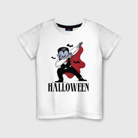 Детская футболка хлопок с принтом Vampire Dab в Тюмени, 100% хлопок | круглый вырез горловины, полуприлегающий силуэт, длина до линии бедер | bat | dab | gesture | halloween | holiday | suit | vampire | вампир | жест | костюм | летучая мышь | очки | праздник | хэллоуин