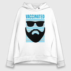 Женское худи Oversize хлопок с принтом Vaccinated в Тюмени, френч-терри — 70% хлопок, 30% полиэстер. Мягкий теплый начес внутри —100% хлопок | боковые карманы, эластичные манжеты и нижняя кромка, капюшон на магнитной кнопке | coronavirus | covid19 | virus | вакцина | вакцинация | вирус | грипп | заражение | здоровье | иммунитет | инфекция | карантин | корона | коронавирус | маска | пандемия | прививка | самоизоляция | спутник