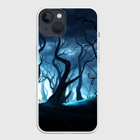 Чехол для iPhone 13 с принтом ДРЕМУЧИЙ ЛЕС в Тюмени,  |  | деревья | лес | луна | ночь | облака