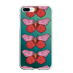 Чехол для iPhone 7Plus/8 Plus матовый с принтом Зеленый принт с бабочками :) в Тюмени, Силикон | Область печати: задняя сторона чехла, без боковых панелей | бабочки | градиент | графический | грустный | зеленый | меланхолия | насекомые | ретро | розовый | странный