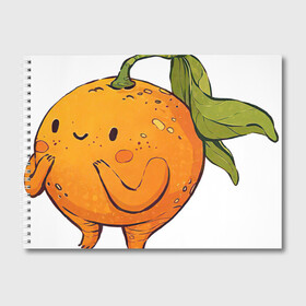 Альбом для рисования с принтом Мандаринчик в Тюмени, 100% бумага
 | матовая бумага, плотность 200 мг. | Тематика изображения на принте: арт | мило | милота | рисунок | свежие фрукты | свежий продукт | свежий фрукт | фрукт | фрукты