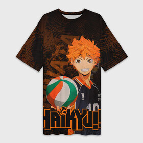 Платье-футболка 3D с принтом Хината Волейбол в Тюмени,  |  | haikyu | haikyuu | hinata | shoyo | волейбол | коротыш | маленький гигант | приманка | се | хината | шое