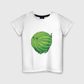 Детская футболка хлопок с принтом Арбуз в Тюмени, 100% хлопок | круглый вырез горловины, полуприлегающий силуэт, длина до линии бедер | арбуз | арт | мило | милота | рисунок | свежая ягода | свежие ягоды | свежий продукт | ягода | ягоды