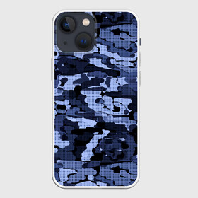 Чехол для iPhone 13 mini с принтом Синий камуфляж в клетку в Тюмени,  |  | для мальчиков | камуфляж | клетка | клетчатый узор | мужской | популярный | синий | современный | спортивный