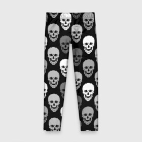 Детские леггинсы 3D с принтом Черно-белый готический  в Тюмени, полиэстер 85%, спандекс 15% | эластичный пояс, зауженный крой | абстрактный | готический узор | модный | серый | современный | черепа | черно белый | черный фон