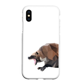 Чехол для iPhone XS Max матовый с принтом Росомаха в Тюмени, Силикон | Область печати: задняя сторона чехла, без боковых панелей | животное | зверь | злость | куница | медведь | милое животное | полигональный | росомаха | собака