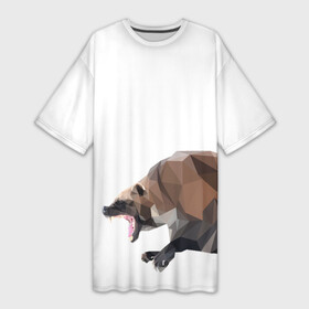 Платье-футболка 3D с принтом Росомаха в Тюмени,  |  | животное | зверь | злость | куница | медведь | милое животное | полигональный | росомаха | собака