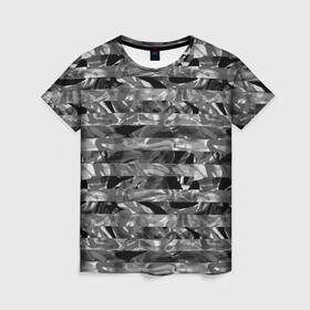 Женская футболка 3D с принтом Черно -белый полосатый узор в Тюмени, 100% полиэфир ( синтетическое хлопкоподобное полотно) | прямой крой, круглый вырез горловины, длина до линии бедер | абстрактный | молодежный | монохромный | полосатый узор | полосы | современный | черный и белый