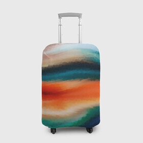 Чехол для чемодана 3D с принтом Мозаичный абстрактный узор  в Тюмени, 86% полиэфир, 14% спандекс | двустороннее нанесение принта, прорези для ручек и колес | зеленый | мозаичная текстура | оранжевый | разноцветный | современный | узор