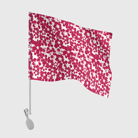 Флаг для автомобиля с принтом Бело-красный цветочный  в Тюмени, 100% полиэстер | Размер: 30*21 см | детский | для девочек | красные цветы | красный и белый | летний | малышам | цветочный узор