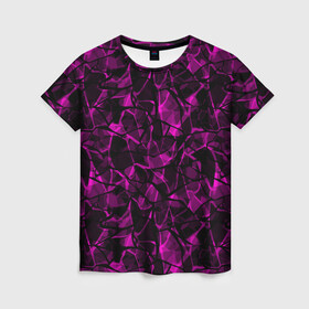 Женская футболка 3D с принтом Абстрактный узор цвета фуксия в Тюмени, 100% полиэфир ( синтетическое хлопкоподобное полотно) | прямой крой, круглый вырез горловины, длина до линии бедер | детский | лиловый | молодежный | популярный | современный | темный лиловый | фуксия | черный и бордовый