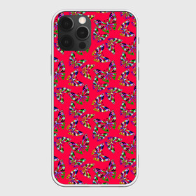 Чехол для iPhone 12 Pro с принтом Бабочки на красном в Тюмени, силикон | область печати: задняя сторона чехла, без боковых панелей | Тематика изображения на принте: веселый узор | весенний | детский | для девочек | красный | летний | лето | малышам | разноцветный узор