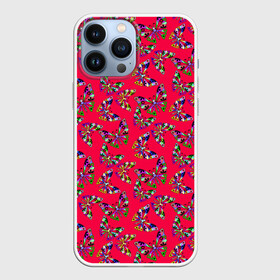 Чехол для iPhone 13 Pro Max с принтом Бабочки на красном в Тюмени,  |  | Тематика изображения на принте: веселый узор | весенний | детский | для девочек | красный | летний | лето | малышам | разноцветный узор