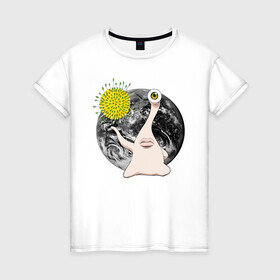 Женская футболка хлопок с принтом Миги в Тюмени, 100% хлопок | прямой крой, круглый вырез горловины, длина до линии бедер, слегка спущенное плечо | kiseijuu | migi | parasite | parasyte | миги | паразит