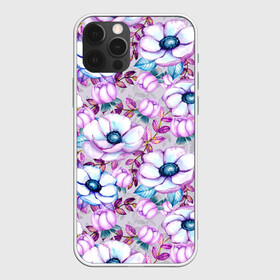 Чехол для iPhone 12 Pro Max с принтом Анемоны - цветочный ковер в Тюмени, Силикон |  | акварель | акварельный | анемон | анемоны | ковер | листья | сиреневый | цветочки | цветочный | цветы