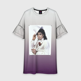 Детское платье 3D с принтом Майкл Джексон навсегда в Тюмени, 100% полиэстер | прямой силуэт, чуть расширенный к низу. Круглая горловина, на рукавах — воланы | forever young | michael jackson | король | майкл джексон | поп музыка
