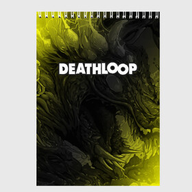 Скетчбук с принтом Deathloop - Hyperbeast в Тюмени, 100% бумага
 | 48 листов, плотность листов — 100 г/м2, плотность картонной обложки — 250 г/м2. Листы скреплены сверху удобной пружинной спиралью | death | deathloop | game | games | hyperbeast | loop | дэслуп | дэт | дэтлуп | знак | игра | игры | лого | луп | мертвая | пелтя | символ