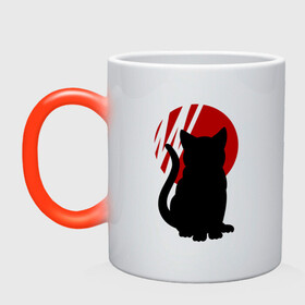 Кружка хамелеон с принтом Black Cat в Тюмени, керамика | меняет цвет при нагревании, емкость 330 мл | Тематика изображения на принте: black | cat | кот | кошка | черная | черный