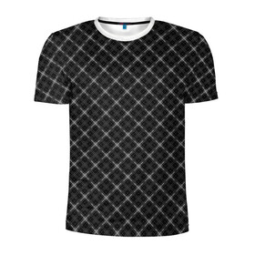Мужская футболка 3D спортивная с принтом Серо-черный плед  в Тюмени, 100% полиэстер с улучшенными характеристиками | приталенный силуэт, круглая горловина, широкие плечи, сужается к линии бедра | клетка | клетчатый узор | молодежный | мужской | рубашечный | серный | черный | шотландка