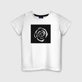 Детская футболка хлопок с принтом Rose в Тюмени, 100% хлопок | круглый вырез горловины, полуприлегающий силуэт, длина до линии бедер | black | carbon | flower | rose | модненько | прикольненько | цветочек