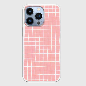 Чехол для iPhone 13 Pro с принтом Клетка волнистая в Тюмени,  |  | cell | check | geometry | girl | plaid | school | геометрия | девочкам | детям | квадраты | клетка | клеточка | клетчатый | линии | пастельный | полосы | розовая клетка | розовый | текстура | узор в клетку | школа