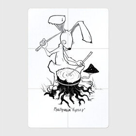 Магнитный плакат 2Х3 с принтом Курьер - Заяц 2 в Тюмени, Полимерный материал с магнитным слоем | 6 деталей размером 9*9 см | Тематика изображения на принте: reminor | заяц | курьер | мультфильм