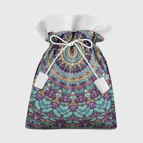 Подарочный 3D мешок с принтом Сиренево-голубой калейдоскоп . в Тюмени, 100% полиэстер | Размер: 29*39 см | бирюзовый | женский | калейдоскоп | круг | орнамент | синий | фиолетовый | этнический