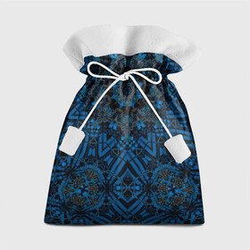 Подарочный 3D мешок с принтом Черно-синяя мандала .  в Тюмени, 100% полиэстер | Размер: 29*39 см | Тематика изображения на принте: калейдоскоп | круглый | модный | орнамент | синий | современный | темно синий | этнический