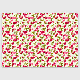 Поздравительная открытка с принтом Спелая вишня  в Тюмени, 100% бумага | плотность бумаги 280 г/м2, матовая, на обратной стороне линовка и место для марки
 | вишня | детский | красные ягоды | летний узор | лето | малышам | ретро | сад | ягоды