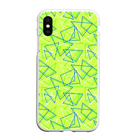 Чехол для iPhone XS Max матовый с принтом Абстрактный неоновый зеленый в Тюмени, Силикон | Область печати: задняя сторона чехла, без боковых панелей | абстрактный | геометрический | детский | зеленый | летний | неоновый | ретро | треугольники