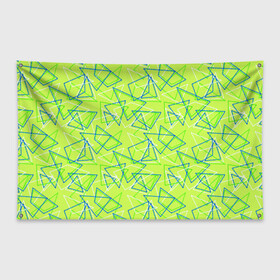 Флаг-баннер с принтом Абстрактный неоновый зеленый в Тюмени, 100% полиэстер | размер 67 х 109 см, плотность ткани — 95 г/м2; по краям флага есть четыре люверса для крепления | абстрактный | геометрический | детский | зеленый | летний | неоновый | ретро | треугольники