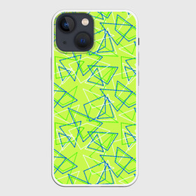 Чехол для iPhone 13 mini с принтом Абстрактный неоновый зеленый в Тюмени,  |  | абстрактный | геометрический | детский | зеленый | летний | неоновый | ретро | треугольники