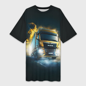 Платье-футболка 3D с принтом Man Leon в Тюмени,  |  | man | man truck | man грузовик | truck | trucks | грузовик | грузовики | дальнобои | дальнобой | дальнобойщик | мен | мен грузовик | фура | фуры