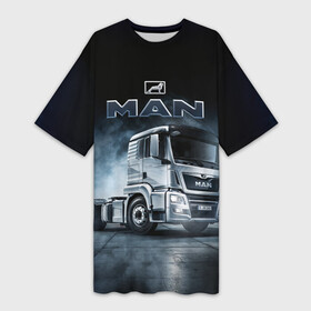 Платье-футболка 3D с принтом Man фура в Тюмени,  |  | man | man truck | man грузовик | truck | trucks | грузовик | грузовики | дальнобои | дальнобой | дальнобойщик | мен | мен грузовик | фура | фуры