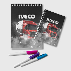 Блокнот с принтом Iveco truck в Тюмени, 100% бумага | 48 листов, плотность листов — 60 г/м2, плотность картонной обложки — 250 г/м2. Листы скреплены удобной пружинной спиралью. Цвет линий — светло-серый
 | iveco | iveco truck | iveco грузовик | truck | trucks | грузовик | грузовики | дальнобои | дальнобой | дальнобойщик | ивеко | ивеко грузовик | фура | фуры