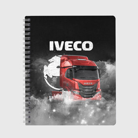 Тетрадь с принтом Iveco truck в Тюмени, 100% бумага | 48 листов, плотность листов — 60 г/м2, плотность картонной обложки — 250 г/м2. Листы скреплены сбоку удобной пружинной спиралью. Уголки страниц и обложки скругленные. Цвет линий — светло-серый
 | iveco | iveco truck | iveco грузовик | truck | trucks | грузовик | грузовики | дальнобои | дальнобой | дальнобойщик | ивеко | ивеко грузовик | фура | фуры