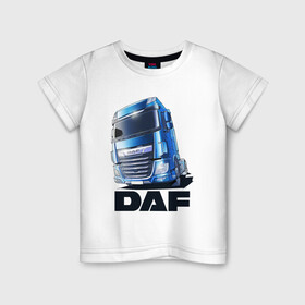 Детская футболка хлопок с принтом Daf Truck в Тюмени, 100% хлопок | круглый вырез горловины, полуприлегающий силуэт, длина до линии бедер | truck | trucks | грузовик | грузовики | дальнобои | дальнобой | дальнобойщик | фура | фуры
