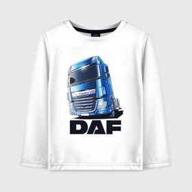 Детский лонгслив хлопок с принтом Daf Truck в Тюмени, 100% хлопок | круглый вырез горловины, полуприлегающий силуэт, длина до линии бедер | Тематика изображения на принте: truck | trucks | грузовик | грузовики | дальнобои | дальнобой | дальнобойщик | фура | фуры