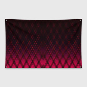 Флаг-баннер с принтом Геометрический градиентный фон в Тюмени, 100% полиэстер | размер 67 х 109 см, плотность ткани — 95 г/м2; по краям флага есть четыре люверса для крепления | абстрактный | вишневый | геометрический | градиентный | клетка | красный | модный | плед | современный