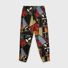 Детские брюки 3D с принтом Разноцветные заплатки  в Тюмени, 100% полиэстер | манжеты по низу, эластичный пояс регулируется шнурком, по бокам два кармана без застежек, внутренняя часть кармана из мелкой сетки | Тематика изображения на принте: flaps | patchwork | деревенский | заплатки | модный | популярный | пэчворк | разноцветный | рустик | этнический